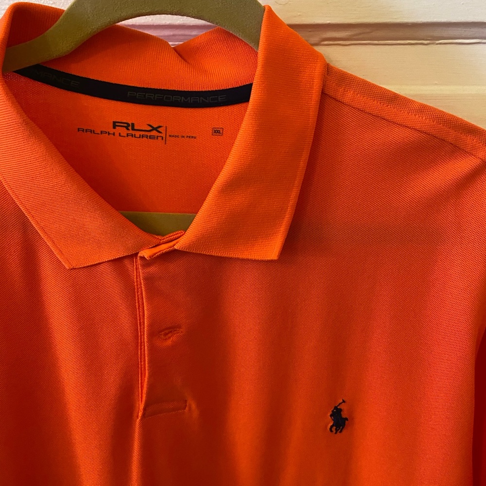 Near new neon orange RLX Ralph Lauren short sleeve performance polo shirt XXL